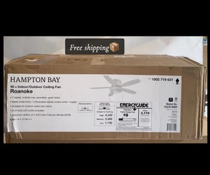 Roanoke 48 in. Indoor/Outdoor Wet Rated White Ceiling Fan with LED Bulbs Include - Picture 1 of 3