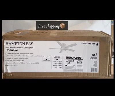 Roanoke 48 in. Indoor/Outdoor Wet Rated White Ceiling Fan with LED Bulbs Include - Image 1 of 3