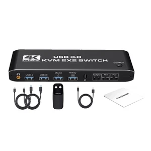 2 in 2 out Dual Monitor HDMI KVM Switch Display USB 3.0 HDMI KVM Switch J - Picture 1 of 15