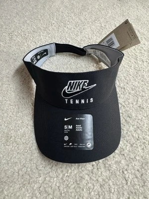 Nike Ace Tennis Dri-FIT Visor Adult Size Small/Medium S/M Black White Unisex - Image 1 of 4