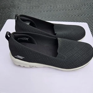 Skechers Women’s Go Walk Joy Sensational Day Slip-On Sneakers Goga Mat 8 BLACK - Picture 1 of 8
