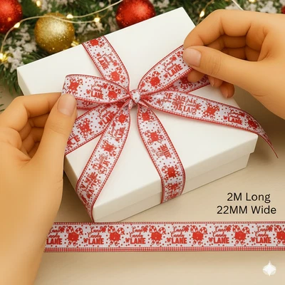 Candy Cane Lane Christmas Ribbon 22mm x 2m Red & White Grosgrain  Crafts, Gift - Image 1 of 4