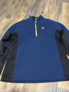 Spyder Sweater Mens XL 1/4 Zip Long Sleeve Outdoor Lightweight Blue Casual - Picture 1 of 9