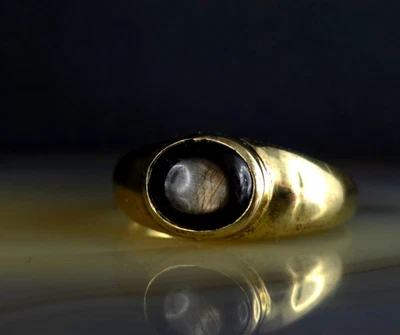 Ring Silber 925 Obsidian 20,0 mm Designer vergoldet - elegant & schimmernd - Bild 1 von 4