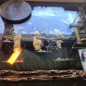 Womens Brown Hippie Leather Glass  Beads Belt M Macrame  Boho Festival 70s - Picture 1 of 8