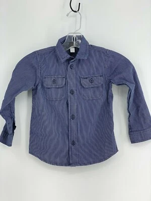 TEA COLLECTION Camisa de Algodón con Botones para Niño Talla 4 4t Rayas Azules Usada en Excelente Condición  Foto 1 de 4