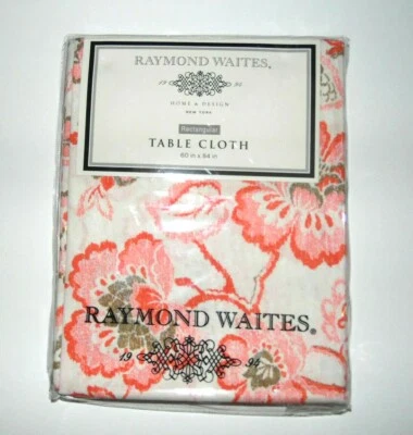 Raymond Waites New York Tablecloth 60 x 84 in ORANGE CREAM FLORAL NIP - Image 1 of 2