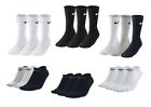 3 PACK NIKE Logo Sports Ankle Socks, Pairs Men's Women's - Black White Grey
