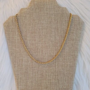 Vtg Rope Chain Necklace Old Money Gold Tone Metal MCM Modernist Estate 11688 - Picture 1 of 5