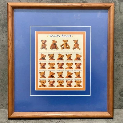 Vintage 2002 Teddy Bears Centennial Full Sheet USA Postage Stamps Mounted Framed - Image 1 of 4