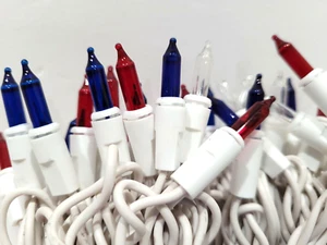 Memorial Patriotic 4th of July 70 String Lights Indoor/Outdoor Red Blue Decor - Picture 1 of 3
