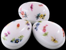 Vintage Limoges France Flower & Butterfly Trinket Box / Egg