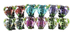 12 pieces Heart Hair Claw Flower Printed Jaw Clip Clamp Butterfly Comb Updo 1.5" - Picture 1 of 3