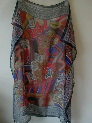 Vintage 80s 90s Scarf ALEXON Chiffon Blue Purple Pink Floral 34" x 34" - Изображение 1 из 4