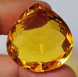 AAA+ Large Yellow Citrine 77.45 Ct. Pear Cut Loose Gemstone for Ring & Pendant - Picture 1 of 7