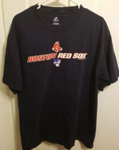 Majestic MLB Boston Red Sox Baseball Herren Large L marineblau Baumwolle T-Shirt - Bild 1 von 3