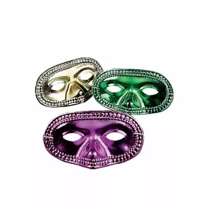 Metallic Mardi Gras Half Masks, Apparel Accessories, 24 Pieces - Picture 1 of 3