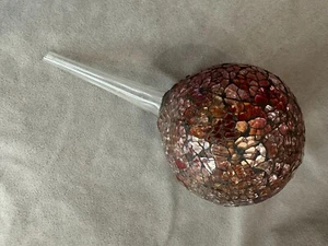 Crackled Mosaic Art Glass Hand-Blown Balloon with Long Stem - Picture 1 of 7