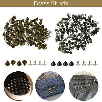 100pcs Ottone Borchie con Perni 6.5mm Bronzo Gunmetal per Pelle Craft Fai da Te - Immagine 1 di 4