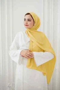 Bufanda de Gasa Hiyab Alta Calidad Elegante Saong Chal Envoltura Liso Maxi Suave Amarillo - Imagen 1 de 4
