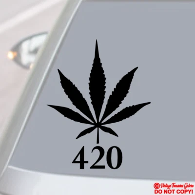 MARIJUANA LEAF 420 Vinyl Decal Sticker Car Window Wall Bumper POT WEED DOPE JDM - Image 1 of 2