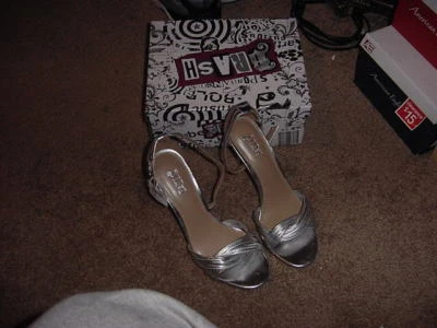 NIÑAS MUJERES ZAPATOS TACÓN ALTO BRASH ODESSA PLATA SANDALIAS NUEVAS TALLA 9 PROM Foto 1 de 4