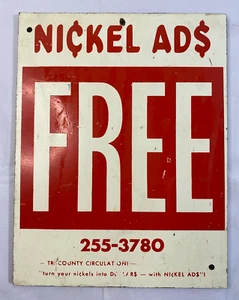 VINTAGE "Nickel Werbung KOSTENLOS" Holzschild - 8-1/2" x 11" - Portland, OR - COOL! - Bild 1 von 5