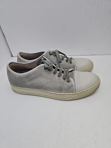 Lanvin Gray/White Leather Cap Toe Low Top Sneakers Shoes Size 9 Mens - Picture 1 of 14