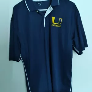 Sport-Tek The Miami U football Polo Shirt, Blue, Mens Size Large 259 golf - Picture 1 of 6