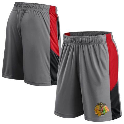 Men's Fanatics Branded Gray Chicago Blackhawks Primary Logo Shorts Cover