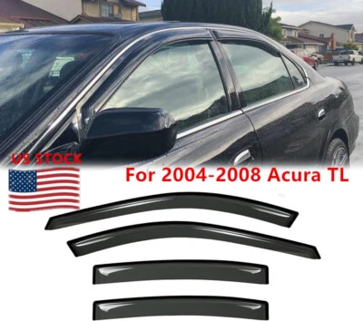 4pcs For 2004-2008 Acura TL 4D/4Dr Sedan Sun Rain Guard Vent Shade Window Visors - Image 1 of 4