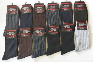 Nuevo 12 pares de calcetines de vestir clásicos para hombre moda informales algodón talla 10-13 (#347-5L) - Imagen 1 de 2