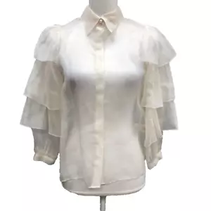 Alice + Olivia Mary Alice Organza Silk Blouse Womens XS Chiffon Fairy Coquette - Picture 1 of 15