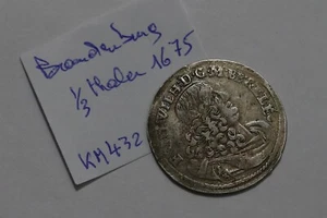 🧭 🇩🇪 GERMANY Brandenburg-Preußen 1/3 Taler 1675 SCARCE SHARP DETAILS B72 #Z66 - Picture 1 of 5