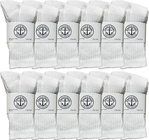 12 PK Yacht & Smith Kids Premium Cotton Crew Socks White Size 6-9 Boys Crew Sock - Picture 1 of 7