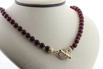 Collar Nolan Miller Vintage Estrás Granate Vidrio Cuentas Cristal Palanca Bloqueo Foto 1 de 4