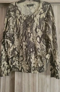 Jones New York Collection Women's Plus Size Cashmere Cardigan 1X Animal Print - Picture 1 of 10