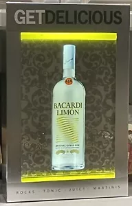 Bacardi Limon Rum Light Bar Sign Silver Yellow Hanging/Standing Mancave 14x4x21 - Picture 1 of 8