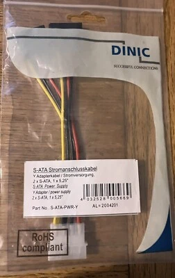 DINIC Molex to SATA Power Splitter Y Cable 4 Pin to 15 Pin - Brand New  - Image 1 of 4