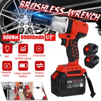 1/2'' Brushless Electric Impact Wrench Cordless 600Nm Power Tool w/2x 89800mAh