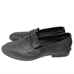 Mango Black Soft Leather Dress Penny Loafer Womens 38 EU 7.5 US - Picture 1 of 7