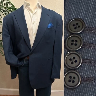 JOSEPH SCAFIDI ABRIGO BLAZER A MEDIDA TALLA 48/50 AZUL TRAJE CHAQUETA CIRUJANOS PUÑOS Foto 1 de 4