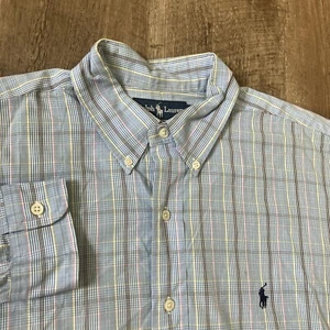 Camisa Ralph Lauren Blake Talla Grande Azul Para Hombre Con Botones Manga Larga A Cuadros - Imagen 1 de 10