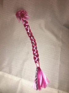 Damen Mädchen geflochtene Haarspange rosa Extensions Cosplay Kostüm glitzernde Schleife  - Bild 1 von 4
