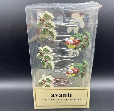 Juego de 12 ganchos para cortina de ducha Spode Navidad Santa Holly de colección Foto 1 de 4