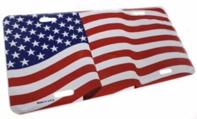 USA AMERICAN FLAG LICENSE PLATE ALUMINUM STAMPED METAL TAG for Car, Truck - Image 1 of 2