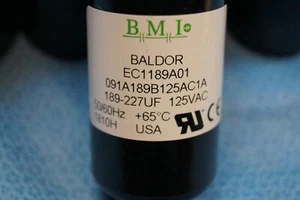 Baldor EC1189A01 189-227UF, 125VAC Capacitor BMI Electric Motor - Picture 1 of 5