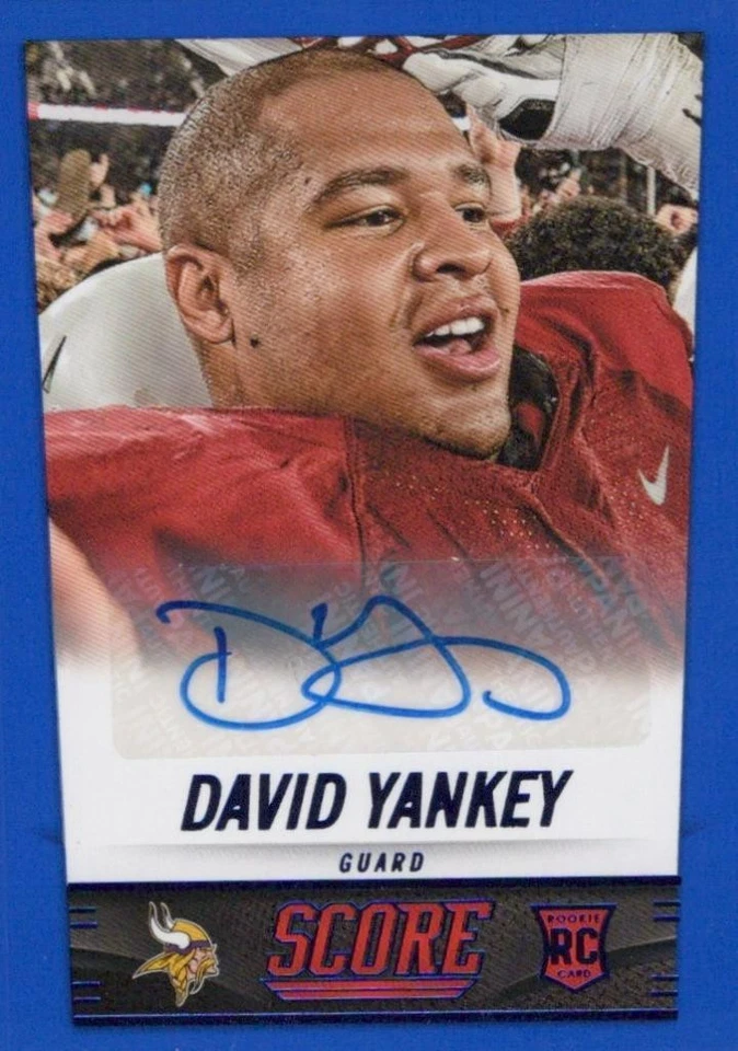 2014 Score Rookie Signatures Blue #360 David Yankey Vikings - Image 1 of 1