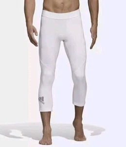 Adidas Alphaskin Climalite Compression leggings White 3/4 Men's S Base Layer - Picture 1 of 13
