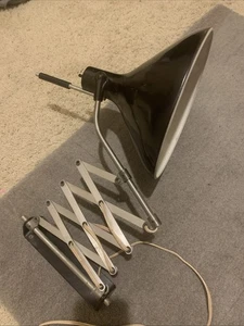 Vintage Mid Century Wall Lamp  Accordion Scissor Light Black Cone Shade  works - Picture 1 of 12